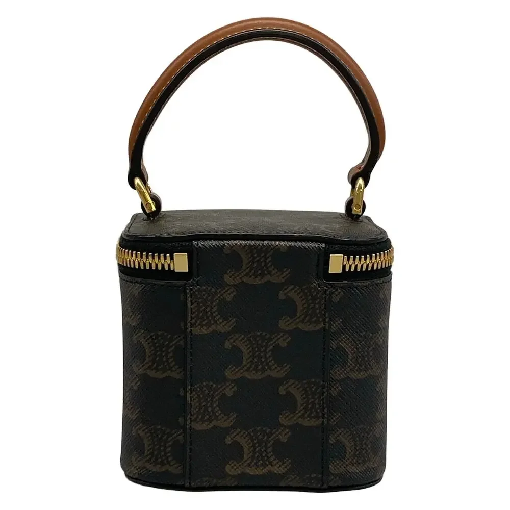 Celine Triumph Mini Vanity Case Vanity Bag 10J762CZ1.04LU Black Dark Brown PVC